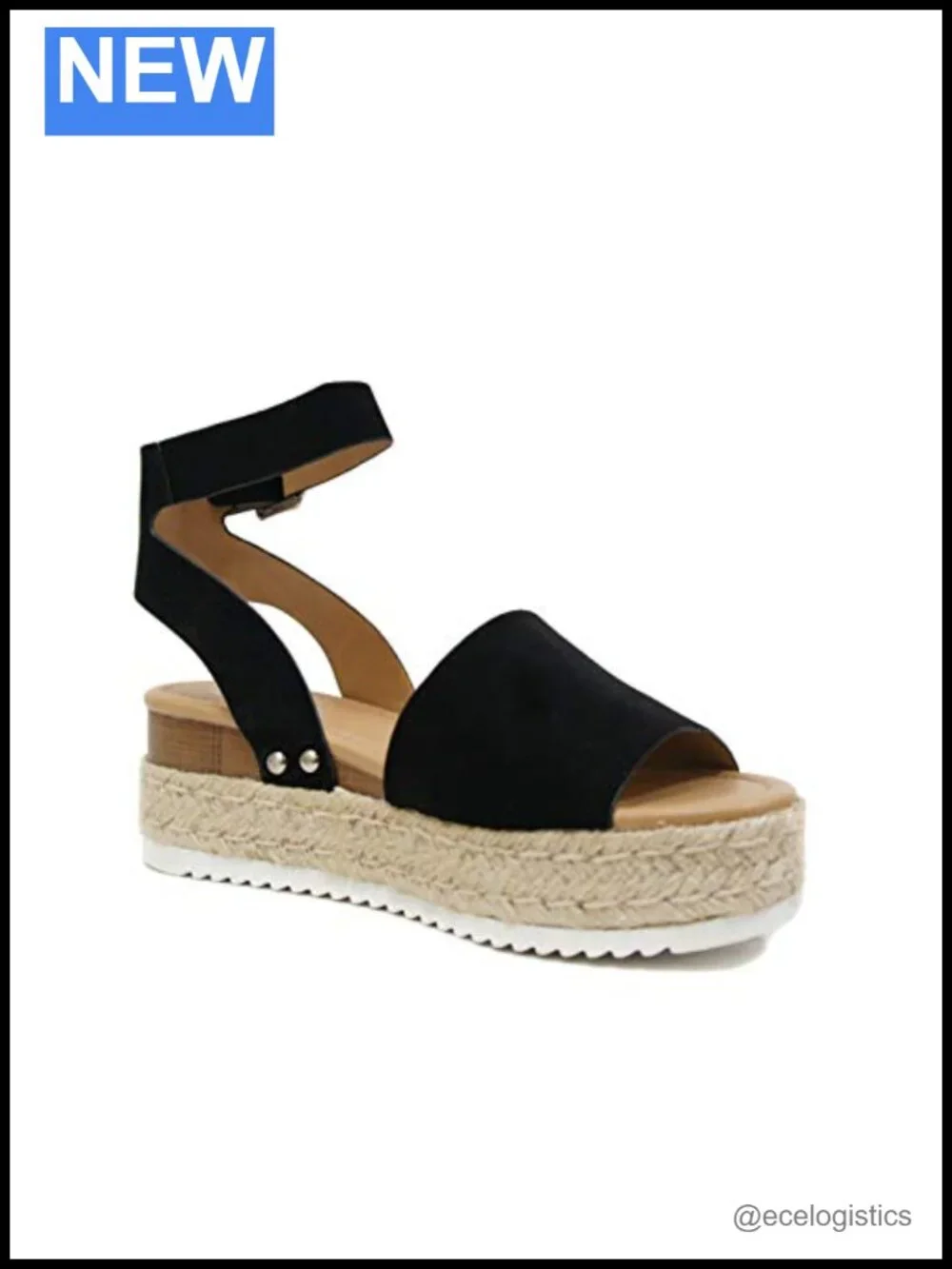 Open Toe Buckle Ankle Strap Espadrilles Flatform Wedge Casual Sandal
